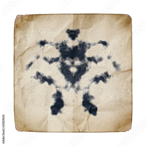 Illustration: old paper with Rorschach graphic old paper with Rorschach graphic