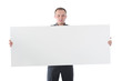 young man holding blank sheet