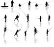 Set of Fisherman vector silhouettes Set of Fisherman vector silhouettes