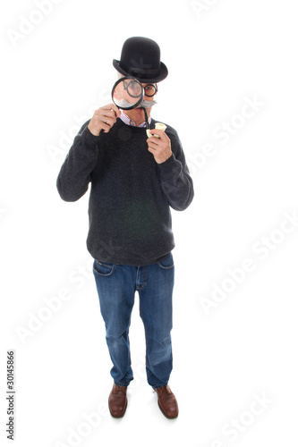 Photo: Inspector with magnifier Inspector with magnifier