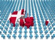 Denmark map flag surrounded by many abstract people illustration