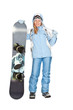 Girl with snowboard. Girl with snowboard.