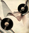 retro music poster with old vinyl records retro music poster with old vinyl records