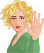 Young woman making stop gesture