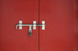 Iron lock on the red door