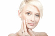 calm beauty portrait of a young woman putting cream calm beauty portrait of a young woman putting cream