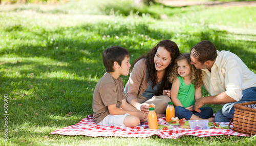 Photo: Family picnicking together Family picnicking together