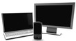 A bundle of net tv and cell phone islolated on white