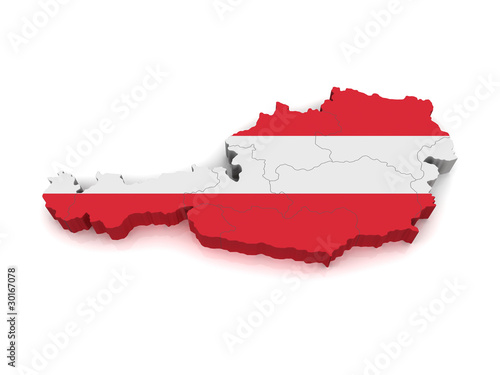 Illustration: 3D Map of Austria 3D Map of Austria