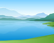 Mountain lake. Vector landscape