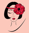 Woman in a Headband with Poppy Flower