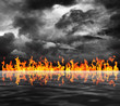 Sea sky and fire