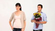 Video: Man resolving an argument with a bunch of flowers Man resolving an argument with a bunch of flowers