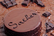 still life of Sacher cake