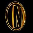 Gold Black Font Letter n