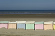 France, Berck, cabines colorées sur la plage