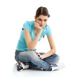 depression teen girl cried lonely isolated on white depression teen girl cried lonely isolated on white