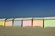 France, Berck, cabines colorées sur la plage