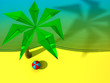 beach with the palm and the ball beach with the palm and the ball