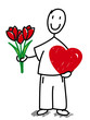 Homme amoureux offrant des fleurs