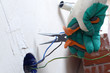 worker puts the wires