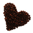 Heart Shape Formed By Bunch Of Coffee Beans