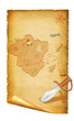 Old paper scroll.Treasure map on white Old paper scroll.Treasure map on white