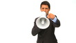 Man shouting through a megaphone