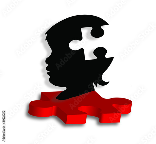 Vector: Child's silhouette on puzzle piece LG Child's silhouette on puzzle piece LG
