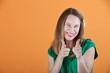 Woman Pointing Index Fingers