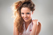 casual young teenage girl with makeup and coiffure
