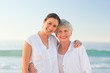 Smiling daughter with her mother