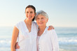 Smiling daughter with her mother