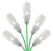 Green Ideas - Saver Bulbs and Cables Isolated Green Ideas - Saver Bulbs and Cables Isolated