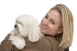 Woman with maltese dog