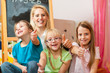 Foto: Mother with schoolchildren Mother with schoolchildren