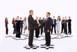 Smiling business people and business shake Smiling business people and business shake
