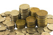 Coins in piles and loose