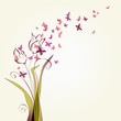 tulips with butterflies