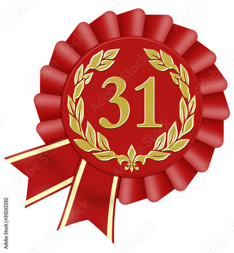 Illustration: jubiläum 31 button lorbeer schleife jubiläum 31 button lorbeer schleife