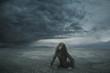 Lost woman in stormy day Lost woman in stormy day