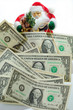 Christmas Santa Claus with a dollars