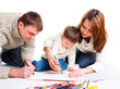 Parents drawing with son
