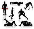 Silhouettes of exercises people