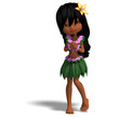 very cute hawaiin cartoon girl is dancing for you. 3D rendering very cute hawaiin cartoon girl is dancing for you. 3D rendering