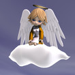 cute cartoon angel with wings and halo. 3D rendering with