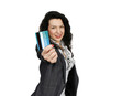 Happy woman with credit card