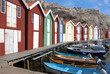 Boats and boathouses in the swedish town Smögen