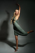 The blond girl on a gray background