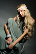 The blond girl on a gray background